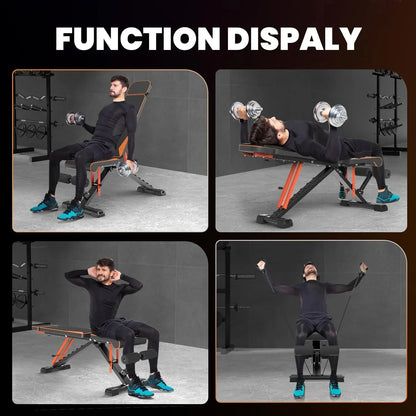 Bigzzia Adjustable Weight Bench with Resistance Bands