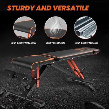 Bigzzia Adjustable Weight Bench with Resistance Bands