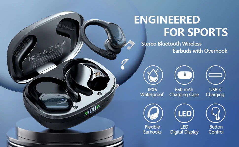 Bluetooth 5.3 True Wireless Earphones with Earhooks
